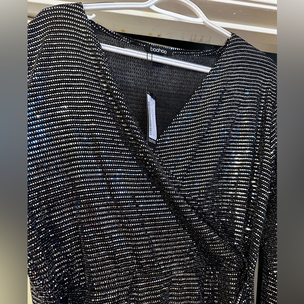 Boohoo Metallic Black Dress